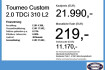 Ford Tourneo Custom Titanium Tourneo custom 2.0 tdci 310 l2 zahnr. neu shz rfk